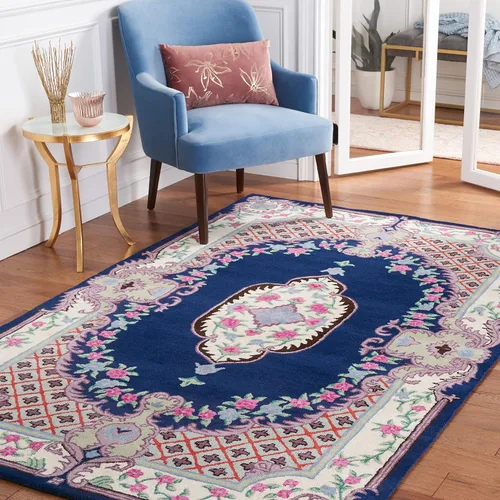 Miniatura 21 de SAFAVIEH Bellagio Collection - Alfombra decorativa de 2 x 3 pies, azul y rosa, hecha a mano de lana de medallón, ideal para zonas de alto tráfico