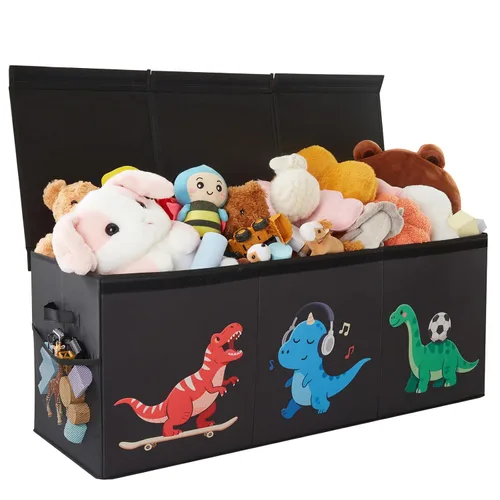 Miniatura 13 de Caja de juguetes extragrande, almacenamiento de juguetes plegable y resistente de 150 litros con tapa, organizador de almacenamiento para niños