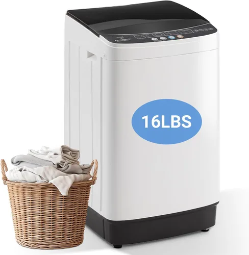 Miniatura 8 de Erivess Lavadora compacta de 1.9 pies cúbicos, lavadora portátil de 15 libras con 8 programas de lavado, lavadora de lavandería compacta