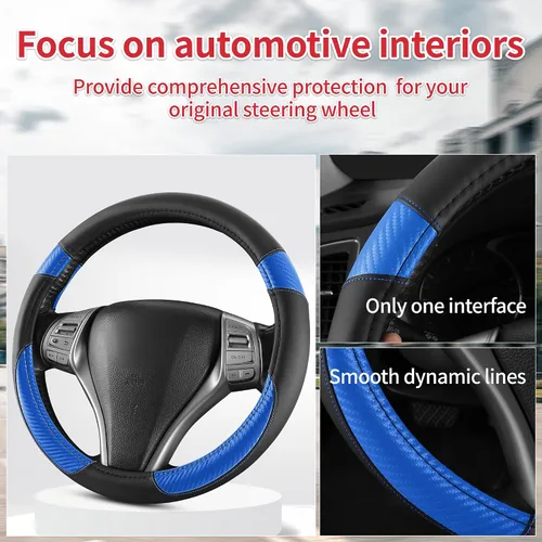 Miniatura 9 de Funda antideslizante de piel de napa para volante de automóvil, accesorios universales para automóvil para mujeres y hombres, apto para SUV de 14