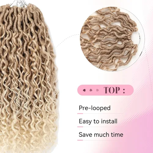 Miniatura 3 de Aipin Goddess Locs - Cabello de ganchillo de 14 pulgadas, estilo locs de río bohemio, hippie, ondulado, con cabello rizado en medio y puntas
