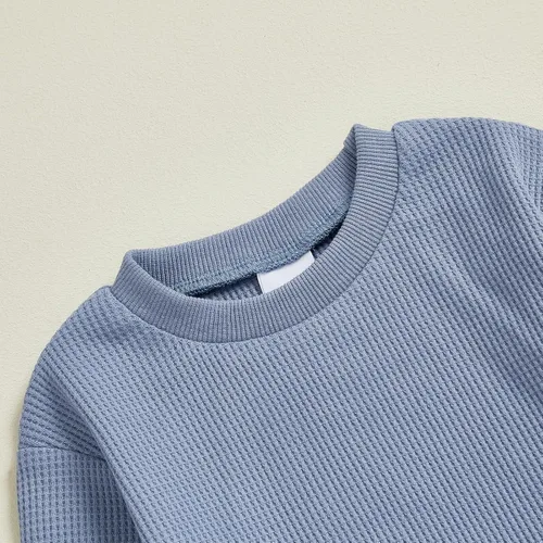 Miniatura 28 de Kuriozud Conjunto de 2 piezas de sudadera con cuello redondo y pantalones deportivos para niños pequeños para otoño e invierno