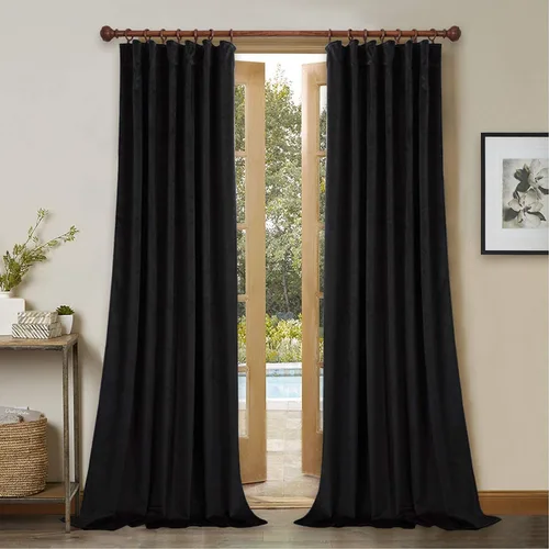 Miniatura 24 de StangH Cortinas de terciopelo súper suaves con pestaña trasera, cortinas azul marino para puerta corredera, decoración de lujo, cortinas opacas