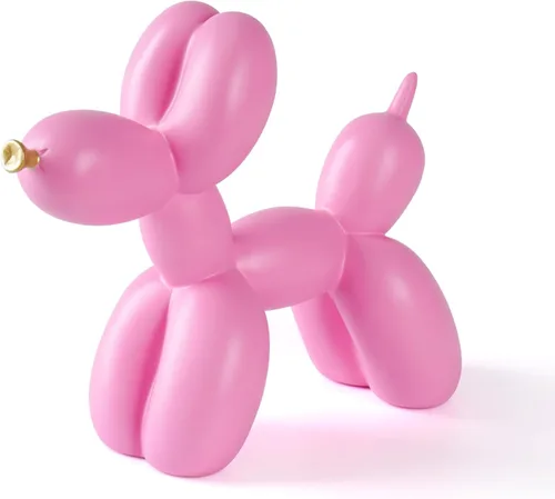 Notakia Estatua creativa de globo rosa para perro, manualidades, decoración de sala de estar, decoración de escritorio, estatua de animal moderna