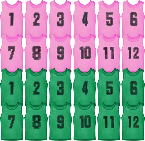 Miniatura 9 de Vabean Paquete de 24 Chalecos de Malla de Nailon para Práctica de Equipo Scrimmage Petos Camisetas Chaleco de Entrenamiento para Deportes de Adultos