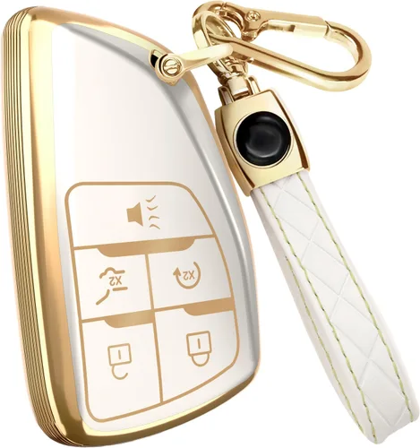Miniatura 20 de Lucrum Funda para llavero GMC y Chevy y llavero de cuero, funda de TPU para Suburban Acadia Sierra Tahoe Yukon - 2014-2025