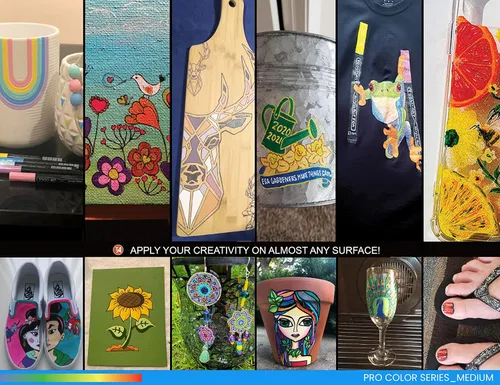 Miniatura 9 de TOOLI-ART Juego de 22 rotuladores de pintura acrílica, serie Pro Color, punta media de 0.118 pulgadas para pintura de roca, vidrio, tazas, madera