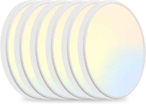 MODERN Paquete de 6 lámparas LED de techo empotradas, 3000K-3500K-4500K-5000K-6000K, lámpara de techo ajustable, 7.5 pulgadas montada en superficie