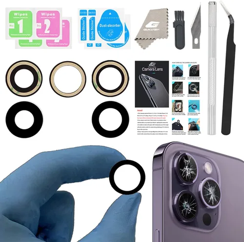 Miniatura 9 de Fundas de lente de cámara de repuesto para iPhone 13 Pro y 13Pro Max, repuesto de vidrio Len con adhesivo de doble cara y kit de herramientas