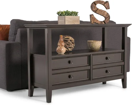 Miniatura 10 de SIMPLIHOME Amherst - Mesa consola – Mesa de sofá de madera maciza de 48 pulgadas de ancho en color marrón nogal, mesa de almacenamiento