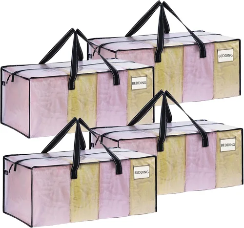 VENO Paquete de 4 bolsas de mudanza resistentes, bolsas de embalaje transparentes para una fácil visibilidad, alternativa a las cajas de mudanza,