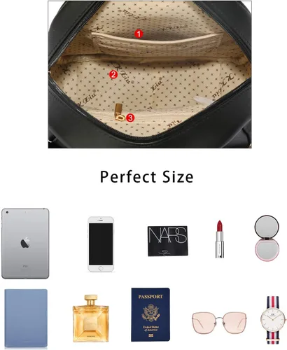 Miniatura 7 de KKXIU Mochila pequeña de cuero sintético acolchado Mini Daypack para mujer Moda Señoras Bookbag con borla