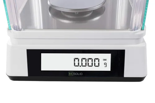 Miniatura 3 de Balanza analítica de laboratorio U.S. Solid de 3.88 oz x 0.001 mg con pantallas LCD frontales y traseras duales, RS232, conteo de piezas, escudo