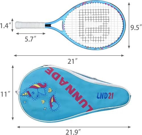 Miniatura 3 de Raqueta de tenis para niños y jóvenes, raqueta de tenis juvenil de 19/21/23/25 pulgadas con cubierta, adecuada para principiantes niños y niñas de 3