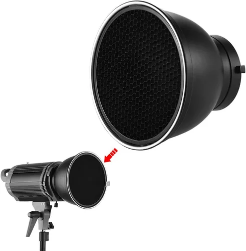 Miniatura 8 de Andoer Lámpara de difusor plano reflector estándar de 7 pulgadas con rejilla de panal de 60° para montaje Bowens para Flash Studio Strobe Speedlite