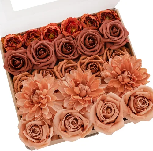 Miniatura 34 de Ling's moment Flores Artificiales de Seda Falsa Hortensias Rosas de Espuma Gardenias Falsas Combo para Bricolaje Ramos de Boda Centros de Mesa
