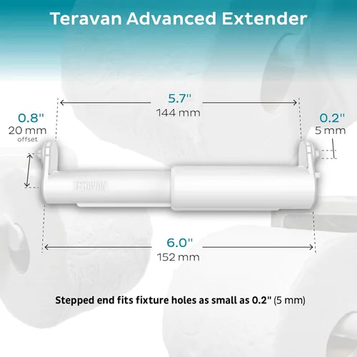 Miniatura 2 de Teravan Extensor avanzado para papel higiénico extra grande, convierte el soporte para adaptarse a rollos dobles y rollos triples, pestañas
