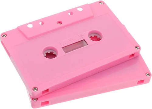 Cintas de casete en blanco rosa para decoraciones de fiesta de los años 80 y 90, 2 casetes de audio decorativos retro para centros de mesa de música