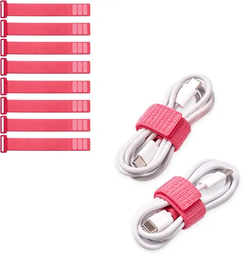 Correas de cinta de almacenamiento Wrap-It - 12.7 cm (paquete de 8) Coral - Organizador de cables de electrodomésticos y bridas para cargadores y