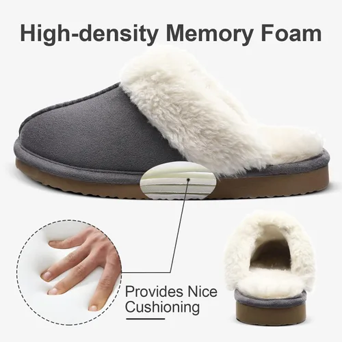 Miniatura 4 de Litfun Pantuflas mullidas de espuma viscoelástica para mujer, zapatos de invierno para interiores y exteriores