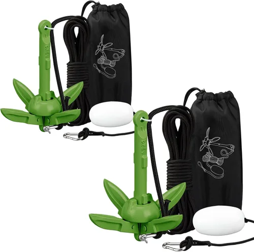 Miniatura 34 de Lounsweer Paquete de 2 anclajes de kayak marino de 1.5/3.5 libras, kit de anclaje plegable para barco, kayak, pesca, accesorios para botes pequeños