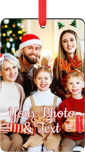 Miniatura 13 de Paquete de 4 adornos de Navidad personalizados 2025 de cerámica personalizada con foto y texto para decoración de árbol de Navidad, primera Navidad