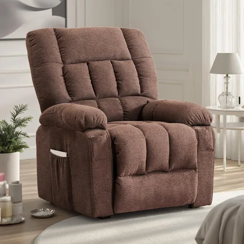 Miniatura 2 de DUMOS Rocker - Silla reclinable giratoria con masaje por vibración y calefacción lumbar, sillón reclinable de tela de felpilla giratoria de 270°