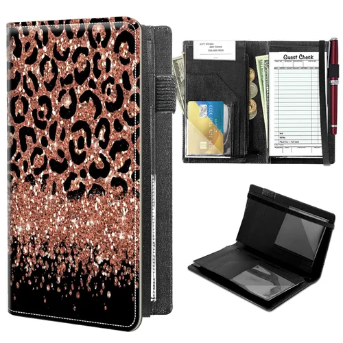 Miniatura 25 de Libretas de alto volumen para camareros, libro de servidor Forest Moon con 2 bolsillos expandibles de 9 x 5, libro de mesera lindo con bolsillo