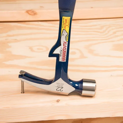 Miniatura 6 de Martillo Estwing Hammertooth - Garra de arranque recta de 22 oz con cara lisa y agarre de reducción de impactos - E6-22T, Azul