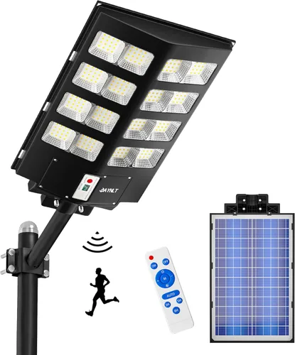 Miniatura 12 de JAYNLT Y-2000W Luz solar de calle, 200000LM 6500K luces de inundación solar al aire libre del atardecer al amanecer, 6500K IP67 impermeable luz