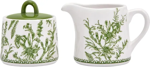 Miniatura 9 de Bico Blue Garden Toile De Jouy - Juego de azucarero y cremera de cerámica, azucarero con tapa, lindo recipiente para barra de café, accesorios
