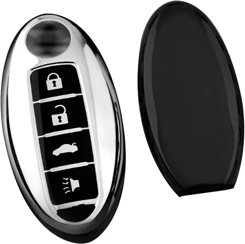 Miniatura 8 de Xotic Tech - Funda de TPU plateada con 4 botones impresos, compatible con Nissan Sentra Versa Armada Leaf Titan Altima GT-R 370Z Maxima Infiniti Q50
