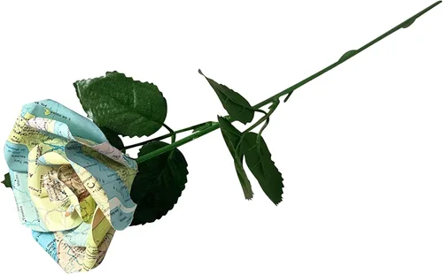 Miniatura 3 de Flores de papel de mapa hechas a mano, rosa de papel hecha a partir de páginas del Atlas Mundial recicladas, regalos para amantes de los viajes