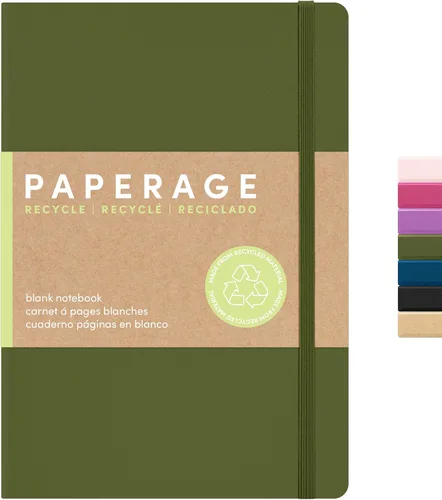 Miniatura 17 de PAPERAGE - Libreta de rayas con líneas recicladas, (color negro), 160 páginas, tamaño mediano de 5.6 x 8 pulgadas - papel grueso de 100 g/m²