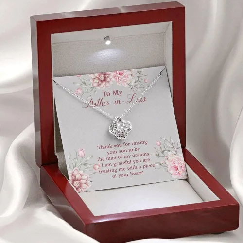Miniatura 4 de To My Mother in Law Thank You for Raising Your Son to Be the Man of My Dreams Love Knot Collar de joyería collar de regalo con tarjeta de mensaje