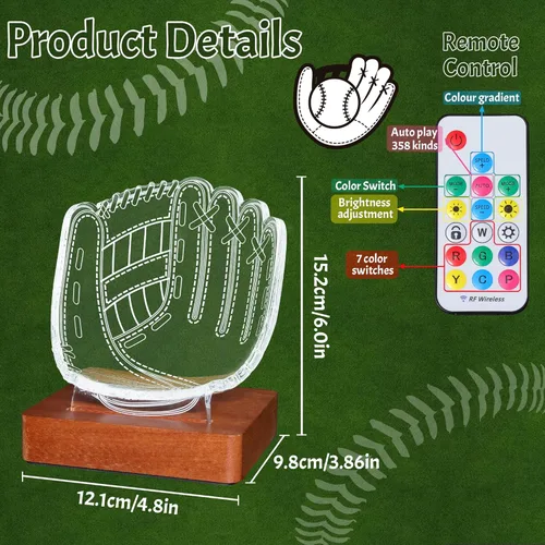 Miniatura 4 de CoolGift Mart Soporte de exhibición de guantes de béisbol con luz