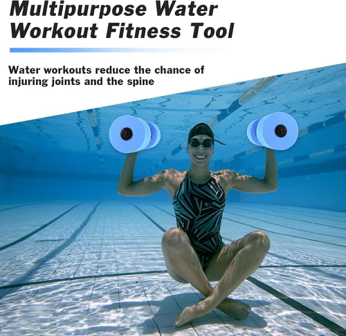 Miniatura 4 de Hikeen Mancuernas de ejercicio acuático con 4 pesas de espuma EVA de alta densidad para piscina, resistencia a la piscina, para aeróbic acuático
