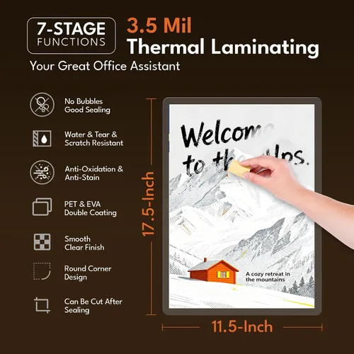 Miniatura 2 de Uinkit 3.5Mil 100Pack Hojas de Laminación Transparentes, Tamaño Menú, Bolsas de Laminado de 11.5 x 17.5 Pulgadas, Protector para Papeles