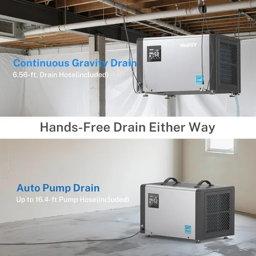 Miniatura 5 de Yaufey Commercial Dehumidifier with Pump and Drain Hose for Crawlspace, Basements, Industrial Space, large room for Space - Auto Defrost, 5-Year