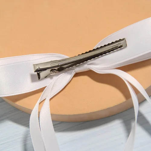 Miniatura 8 de LFOUVRE 4 pinzas para el cabello para mujer, lazo con borla y cola larga, clip para niña, accesorios sólidos, pasadores y lazo de garra