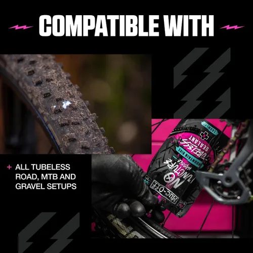 Miniatura 4 de Muc-Off Sellador sin cámara sin complicaciones de pinchazos, 1 litro, sellador avanzado para neumáticos de bicicleta con tinte trazador UV que sella