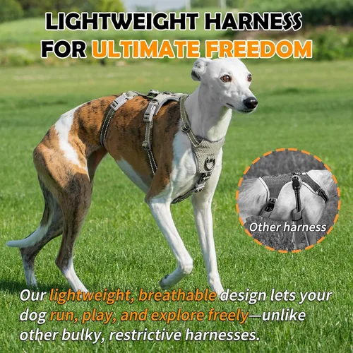 Miniatura 7 de Huntboo Arnés para perro a prueba de escapes, sin tirones, antideslizante, totalmente reflectante, diseño ajustable de 7 puntos para perros