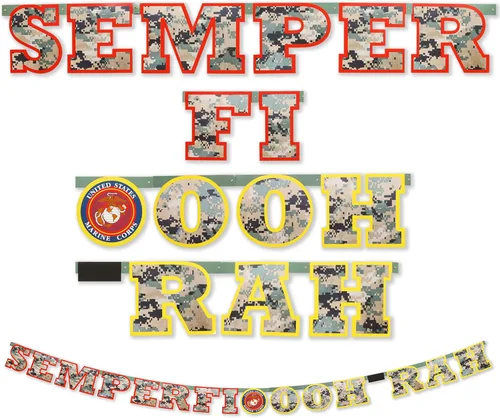 Bandera Semper Fi de los Marines de EE. UU.. Incluye un cartel de 7 ¾ pies de largo que muestra con orgullo el lema y los colores oficiales de los