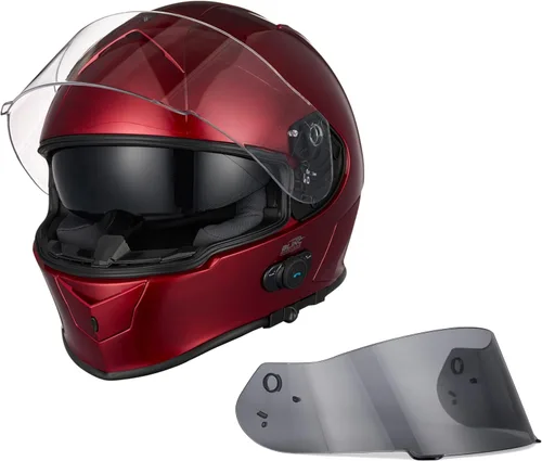 Miniatura 7 de VCAN - Casco integral de motocicleta con Bluetooth integrado, cara completa con doble visera
