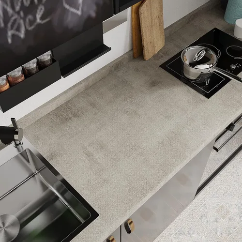 Miniatura 6 de VEELIKE Papel tapiz de hormigón gris pardo envejecido para despegar y pegar de 15.7 x 118 pulgadas, papel adhesivo texturizado para encimeras