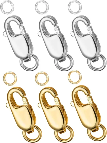 Miniatura 14 de Dailyacc Cierres de pinza de langosta para hacer joyas, oro y plata con anillos de salto, cierres seguros para collares, pulseras, manualidades