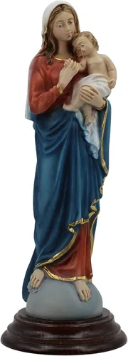 THE FAITH GIFT SHOP Colección hecha a mano Virgen María y el Niño Jesús sobre el mundo (13")