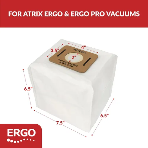 Miniatura 6 de Atrix VACBP6-50 Filtros HEPA de repuesto para aspiradora Atrix mochila, paquete de 50, color blanco