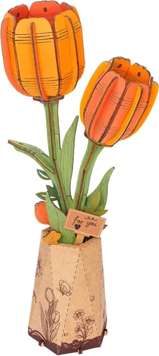 Miniatura 18 de rowood Rompecabezas 3D de flores de madera, juego de bloques de construcción de flores, kit de manualidades, día de la madre, día de San Valentín