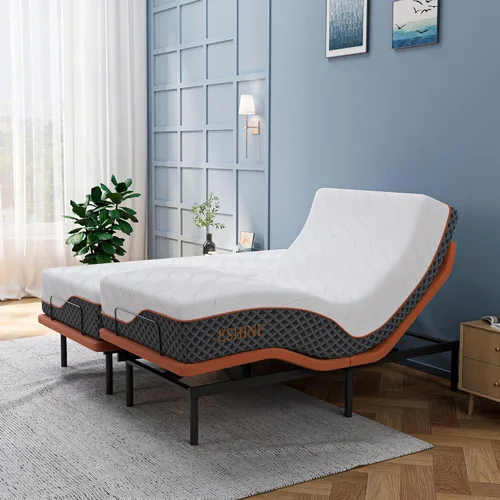 Miniatura 13 de ESHINE Marco de cama ajustable + colchón híbrido de 14 pulgadas, soporte lumbar, inclinación de almohada para la cabeza, control de aplicación